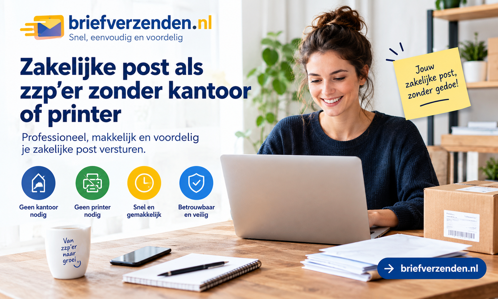 Zakelijke post als zzp’er zonder kantoor of printer